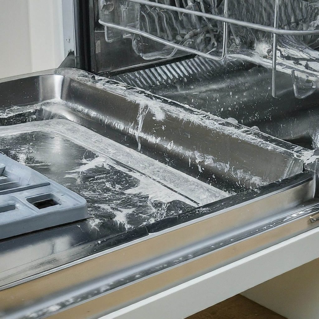 an image representing Hard Water Build-Up in a dishwasher
