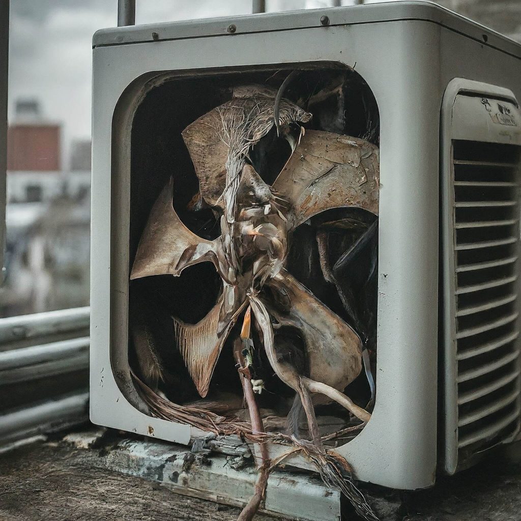  an image of a malfunctioning compressor of an AC
