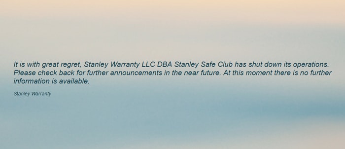 Stanley Warranty Announces Closing of Home Service Contract Company